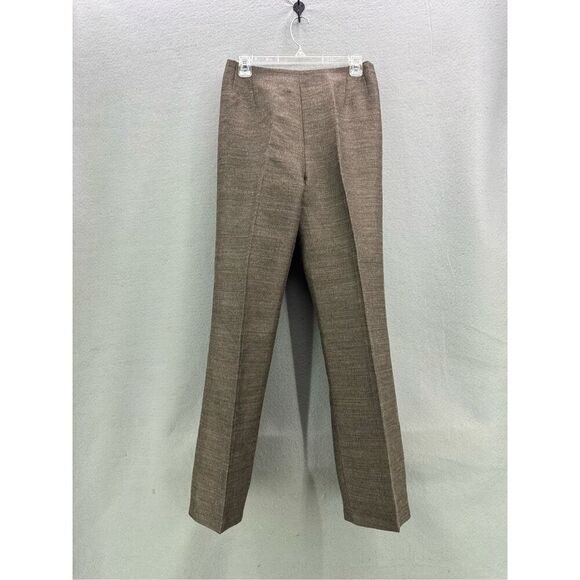 Vintage Silk & Wool Womens Tan Khaki High Waisted Pleated Trousers Pants Size 8 - Picture 1 of 10